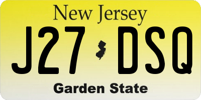 NJ license plate J27DSQ