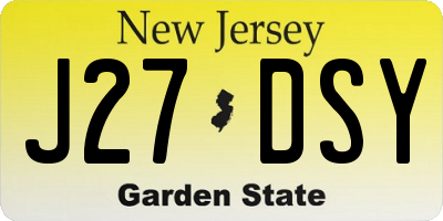 NJ license plate J27DSY