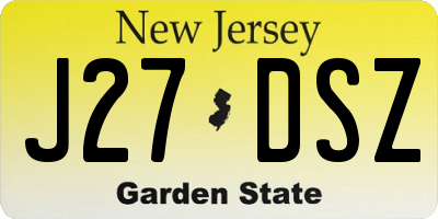 NJ license plate J27DSZ