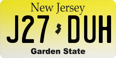 NJ license plate J27DUH