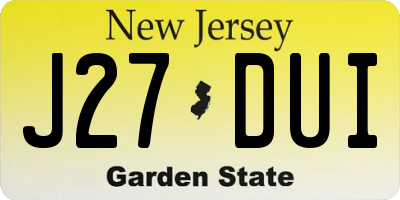 NJ license plate J27DUI