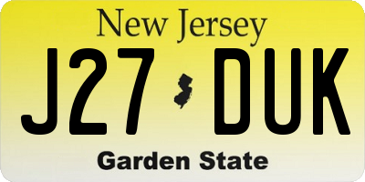 NJ license plate J27DUK