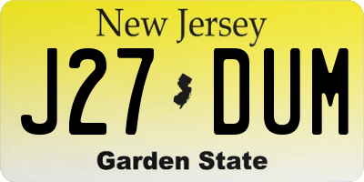 NJ license plate J27DUM