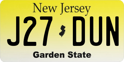 NJ license plate J27DUN
