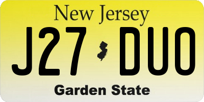 NJ license plate J27DUO