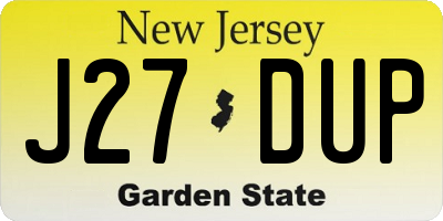 NJ license plate J27DUP