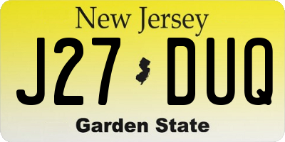 NJ license plate J27DUQ