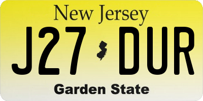 NJ license plate J27DUR