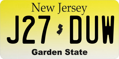 NJ license plate J27DUW