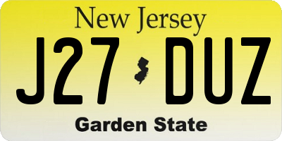 NJ license plate J27DUZ