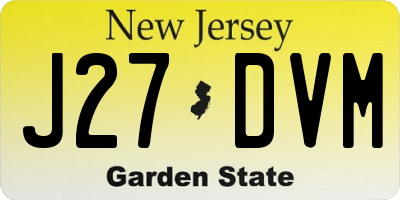 NJ license plate J27DVM