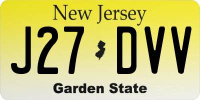 NJ license plate J27DVV