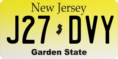 NJ license plate J27DVY