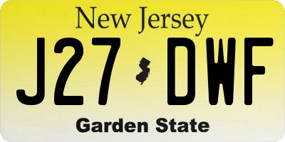 NJ license plate J27DWF