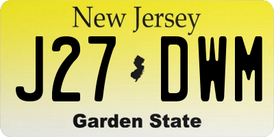 NJ license plate J27DWM