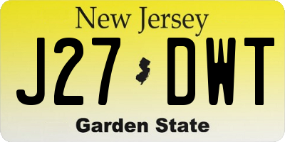 NJ license plate J27DWT