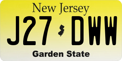 NJ license plate J27DWW