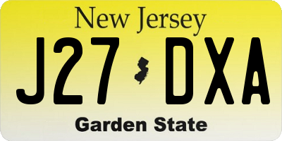 NJ license plate J27DXA
