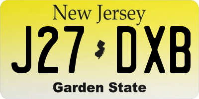 NJ license plate J27DXB