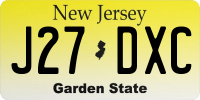 NJ license plate J27DXC