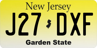 NJ license plate J27DXF