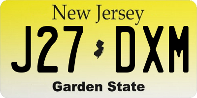 NJ license plate J27DXM