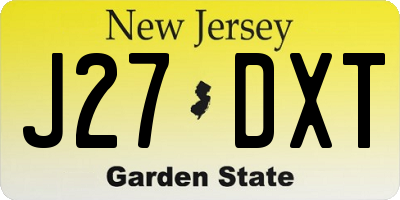 NJ license plate J27DXT