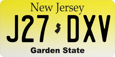 NJ license plate J27DXV