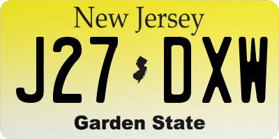NJ license plate J27DXW