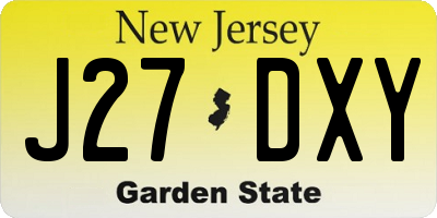 NJ license plate J27DXY
