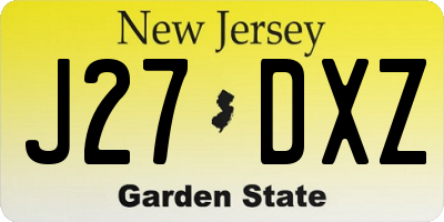 NJ license plate J27DXZ