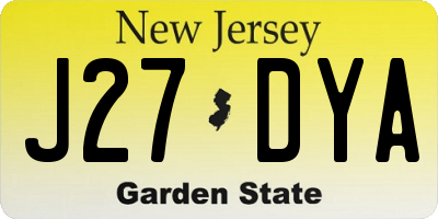 NJ license plate J27DYA