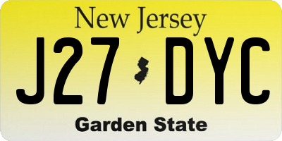 NJ license plate J27DYC