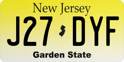 NJ license plate J27DYF