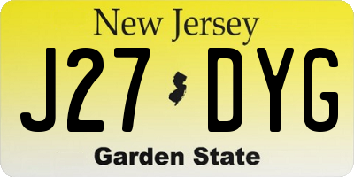 NJ license plate J27DYG
