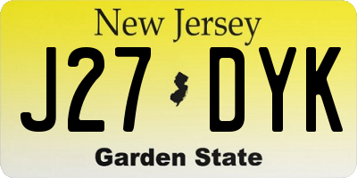 NJ license plate J27DYK