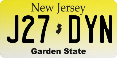 NJ license plate J27DYN