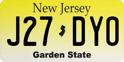 NJ license plate J27DYO