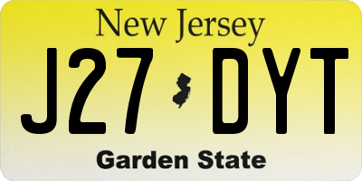 NJ license plate J27DYT