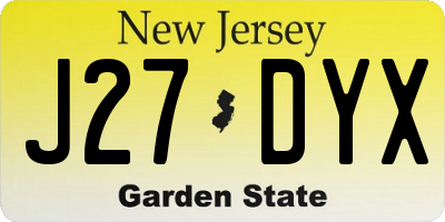 NJ license plate J27DYX