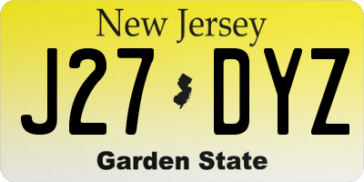 NJ license plate J27DYZ
