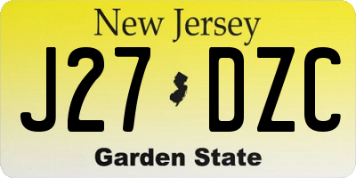 NJ license plate J27DZC