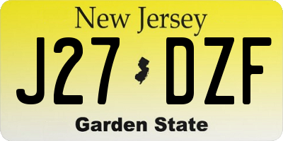 NJ license plate J27DZF