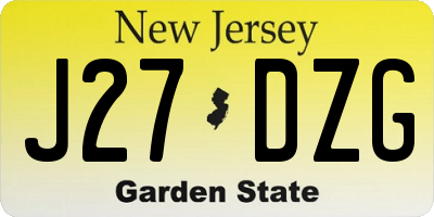 NJ license plate J27DZG