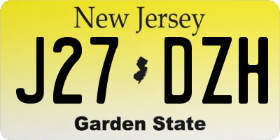 NJ license plate J27DZH