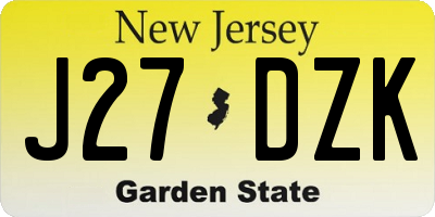 NJ license plate J27DZK