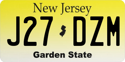 NJ license plate J27DZM