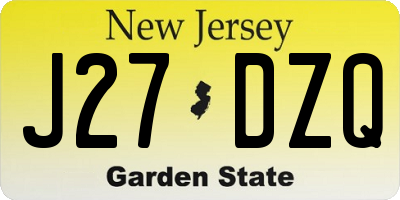 NJ license plate J27DZQ