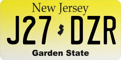 NJ license plate J27DZR