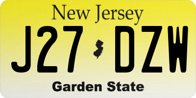NJ license plate J27DZW